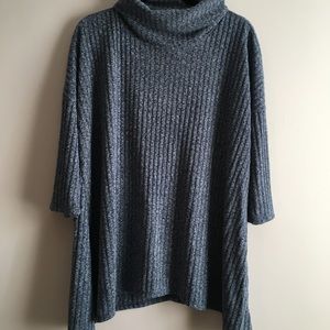 Blue/Grey Heathered Sweater with Turtleneck